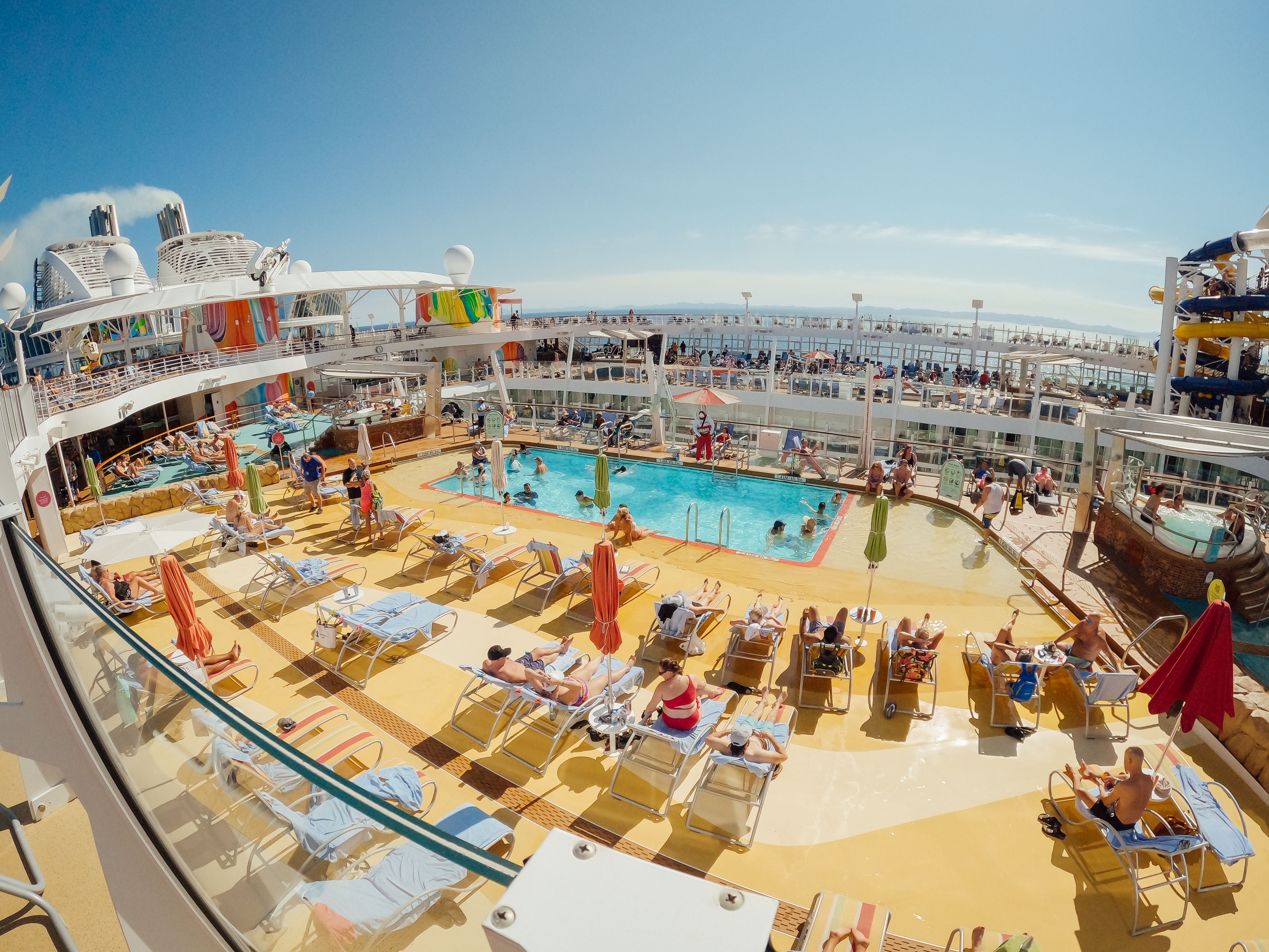 Cruise ship pool deck loungers